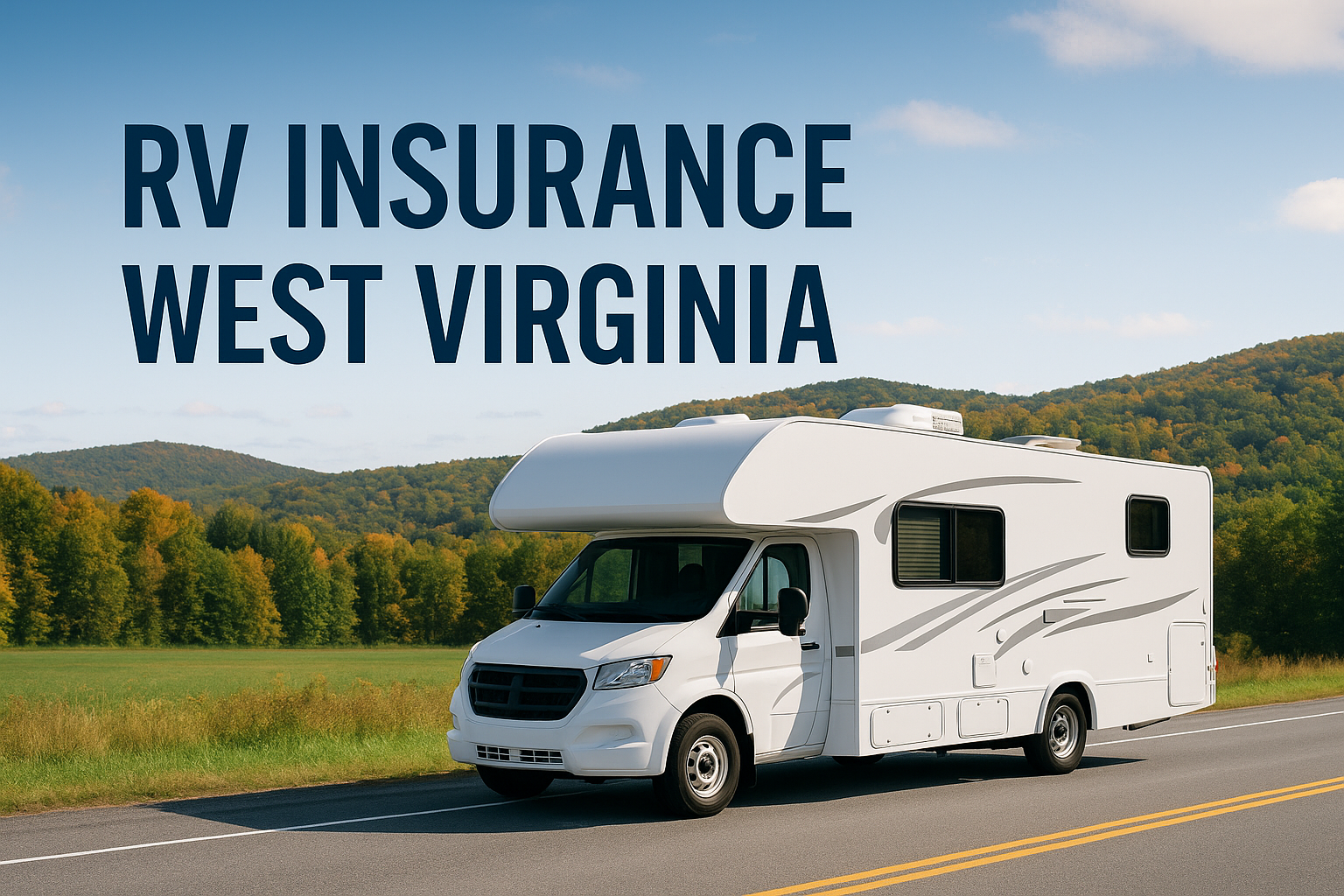 RV driving a winding Appalachian road in West Virginia while an independent agent compares coverages