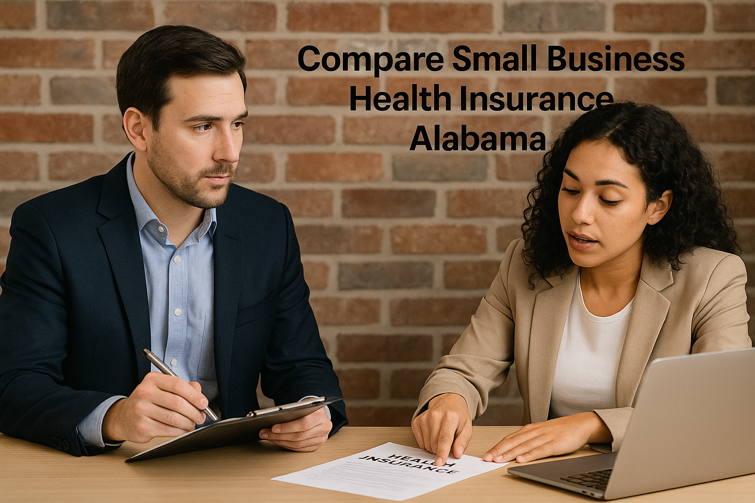 Alabama small business owner reviewing group health insurance options with an independent broker