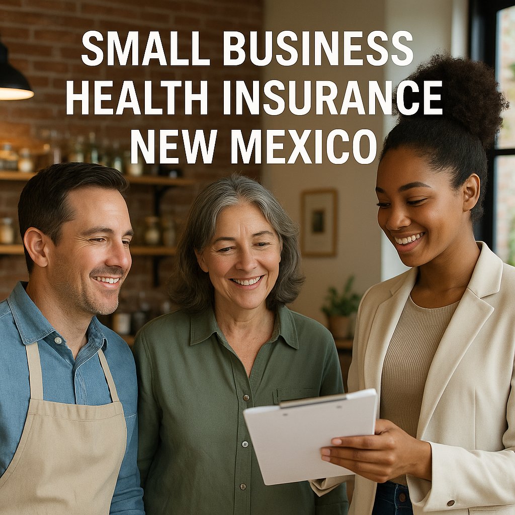 New Mexico small business owner reviewing group health insurance options with an independent broker