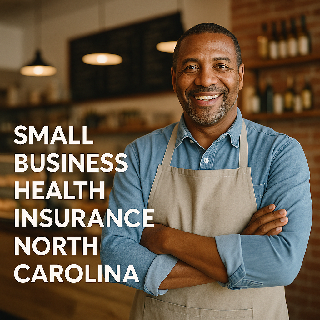 North Carolina small business owner reviewing group health insurance options with an independent broker