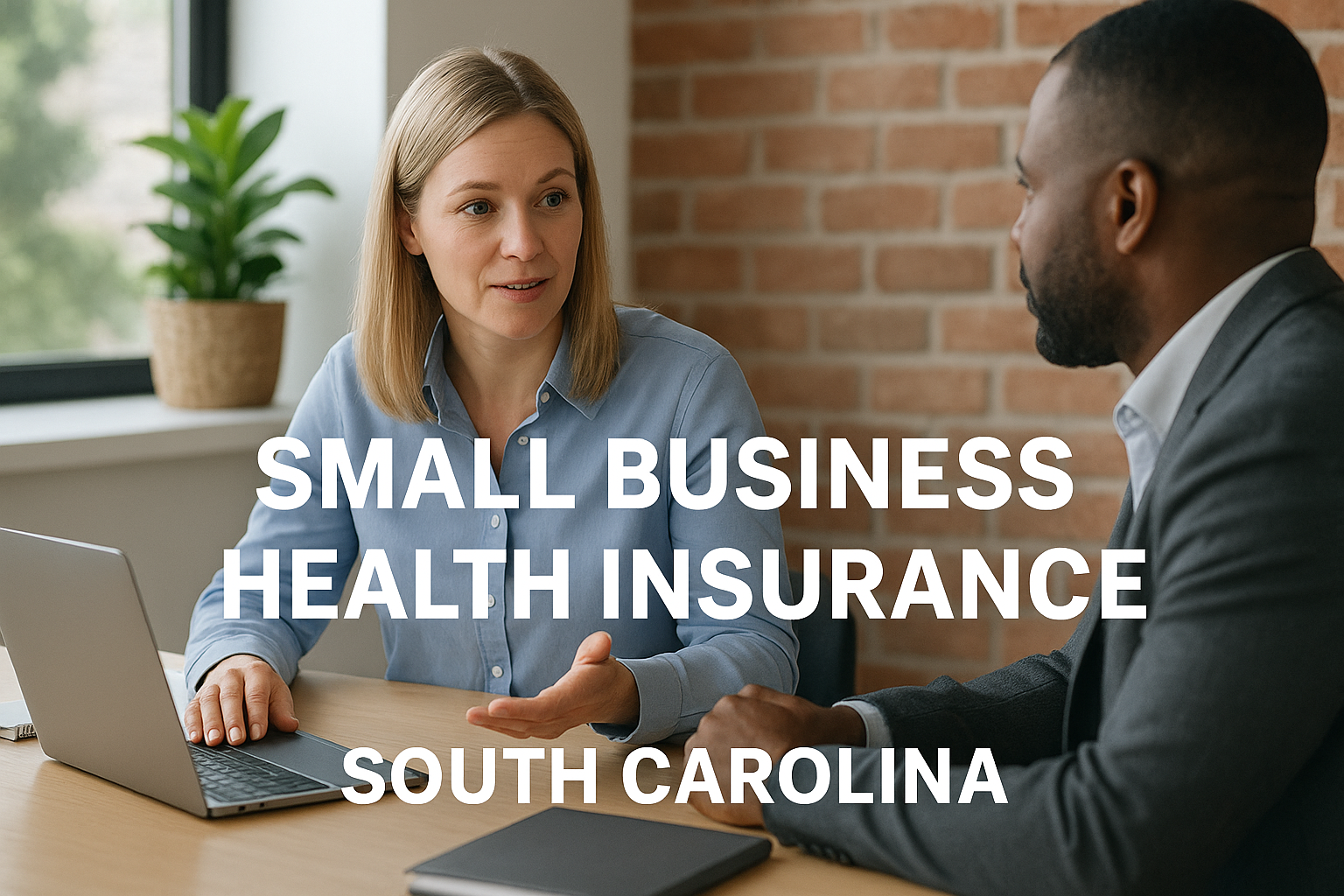 South Carolina small business owner reviewing group health insurance options with an independent broker