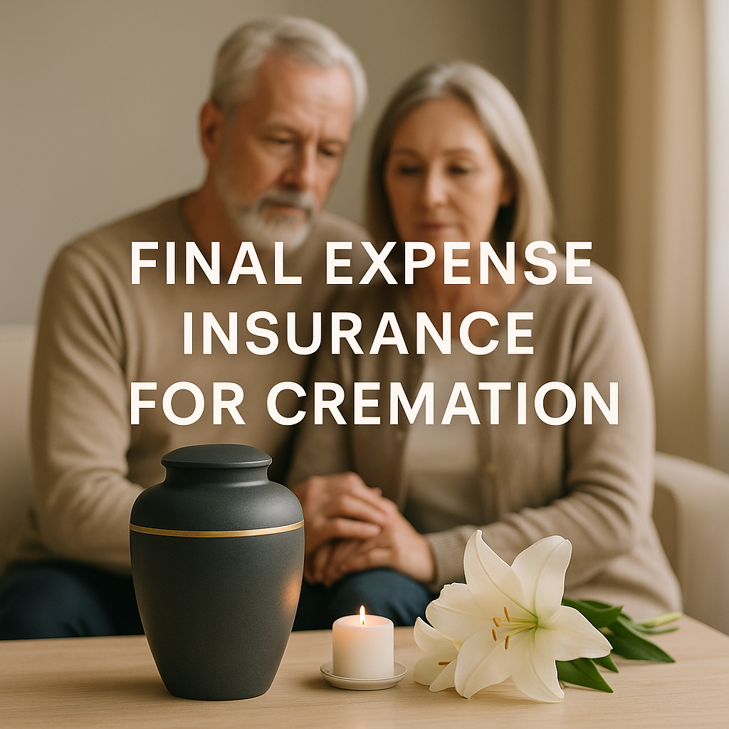 Mature couple discussing final expense insurance to cover cremation costs