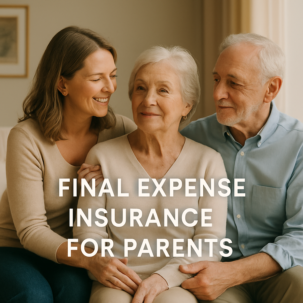 Adult daughter discussing final expense insurance plans with her elderly parents