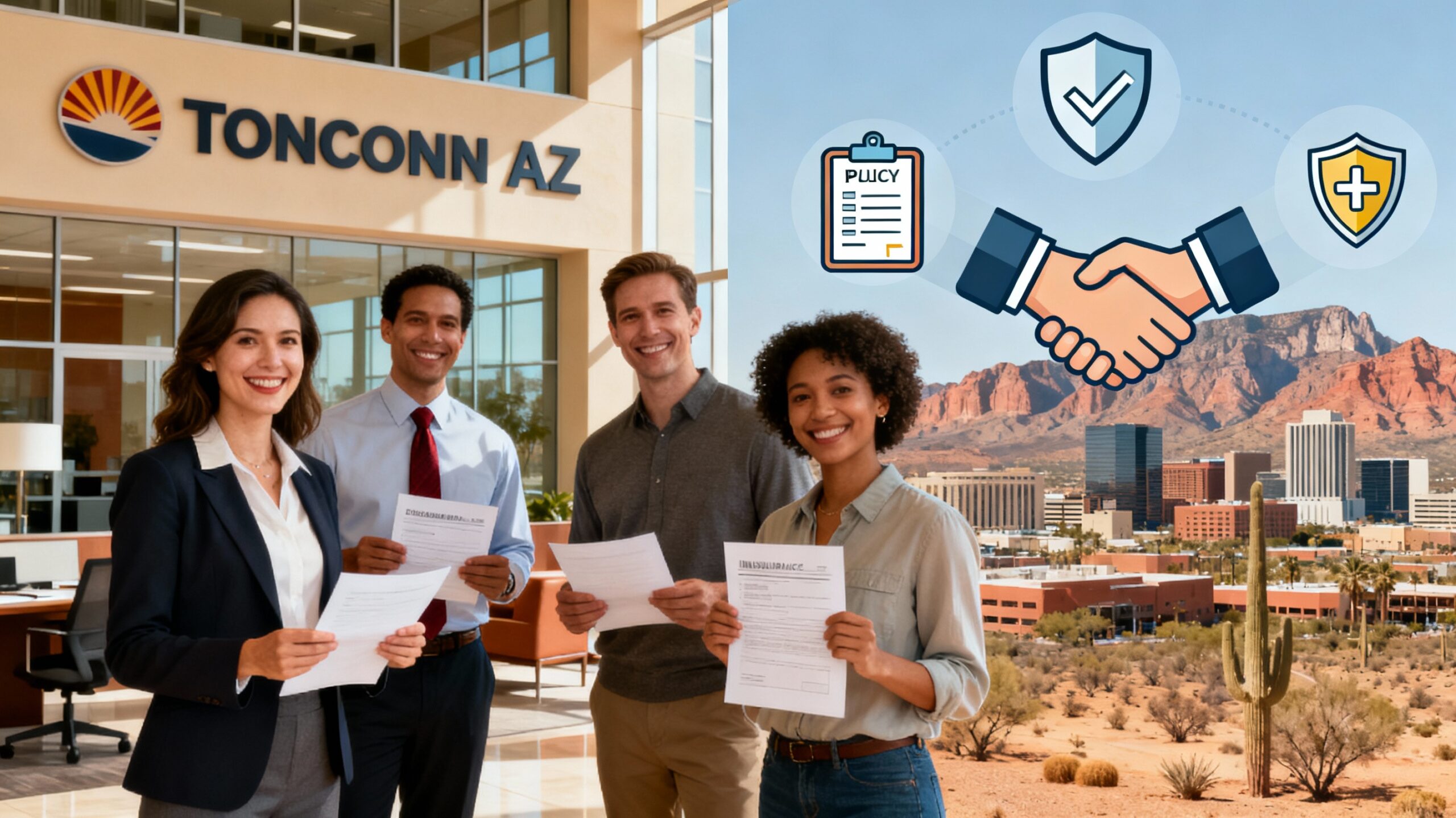 View of Tucson Arizona with homes and businesses that need insurance coverage from local and national carriers