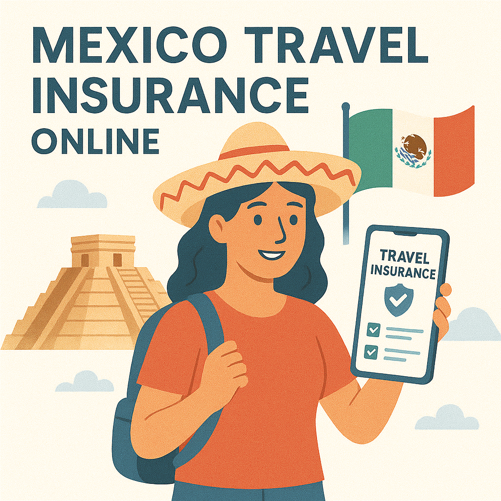 Traveler booking Mexico travel insurance online before a trip
