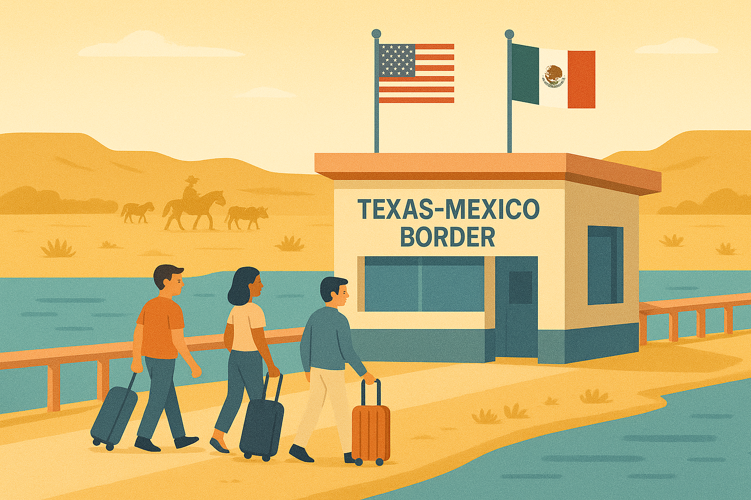 Traffic at a Texas–Mexico border crossing