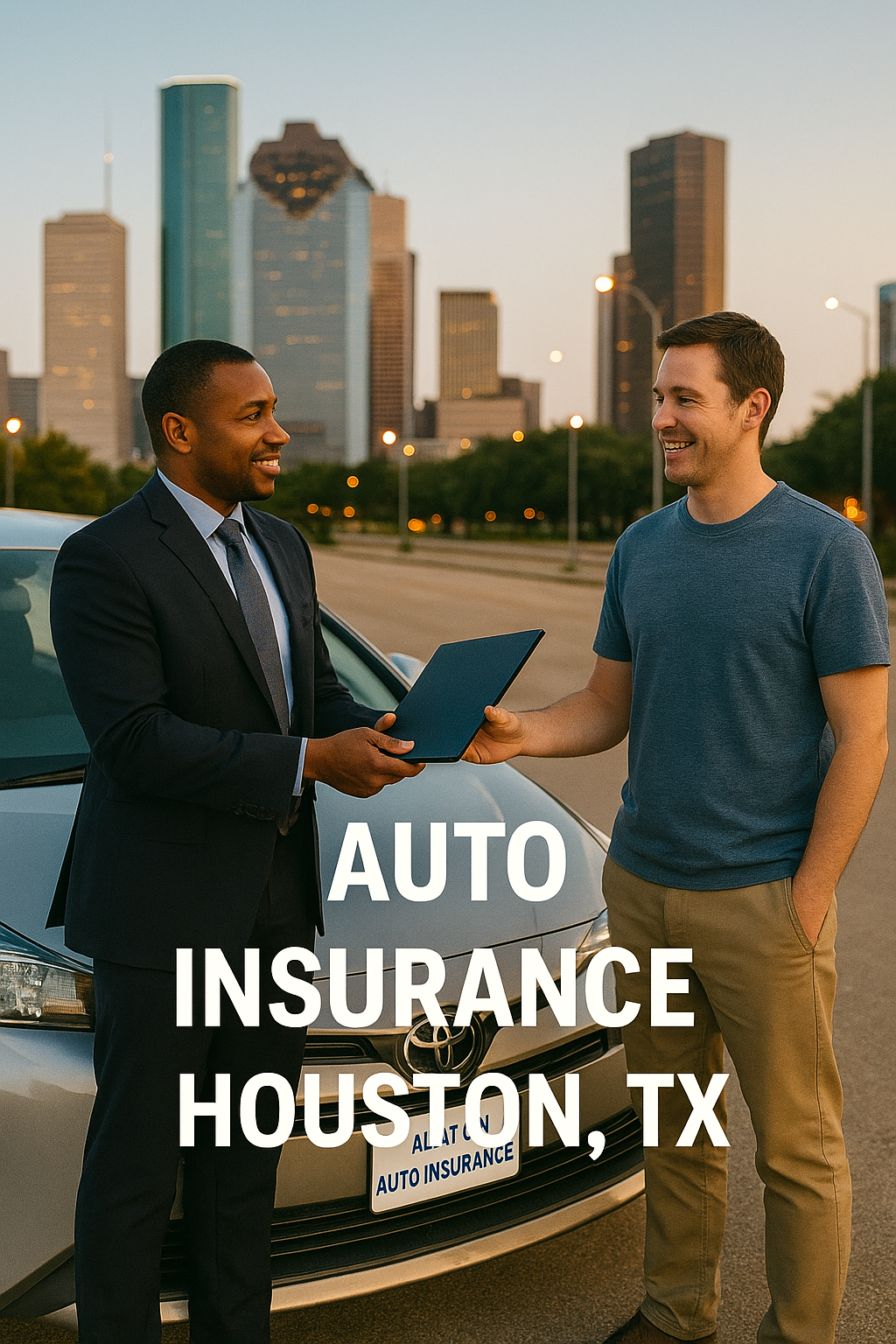 Houston driver discussing auto insurance options with an independent insurance agent