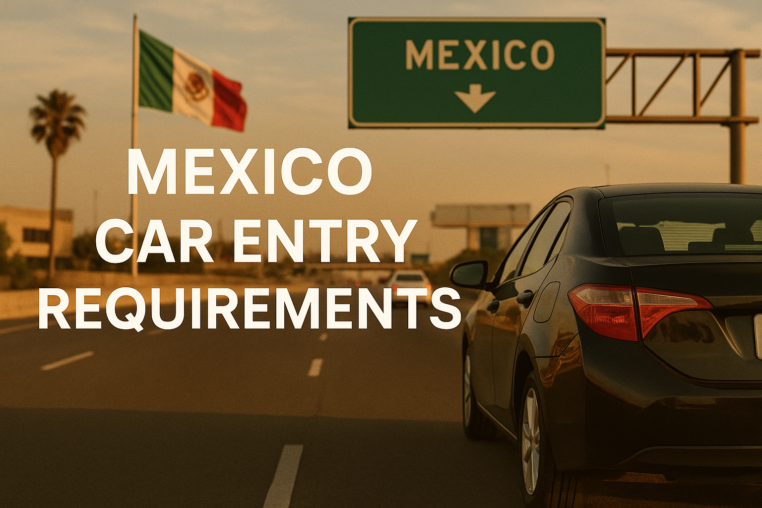 Driver approaching the Mexico border with passport, vehicle papers, and Mexico auto insurance