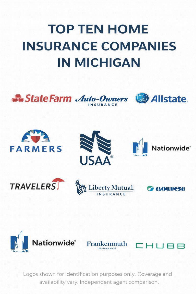 Michigan homes near lakes and neighborhoods representing different homeowners insurance company options
