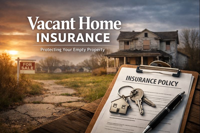 Vacant home protected with insurance while the owner compares coverage options and safeguards against vandalism and water damage