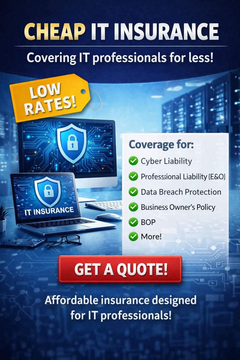Cheap IT insurance in 2026 for IT consultants and software companies including tech E&O, cyber, general liability, and fast COI options