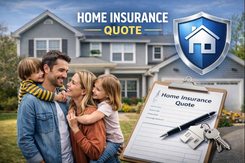 Home insurance quote for 2026 with a homeowner comparing coverage limits and deductibles
