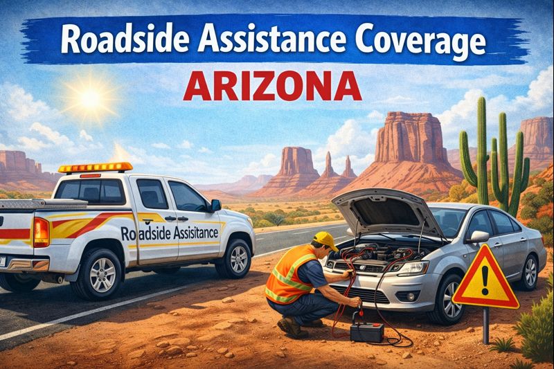 Roadside assistance coverage in Arizona for 2026 including towing, jump starts, flat tires, and lockouts