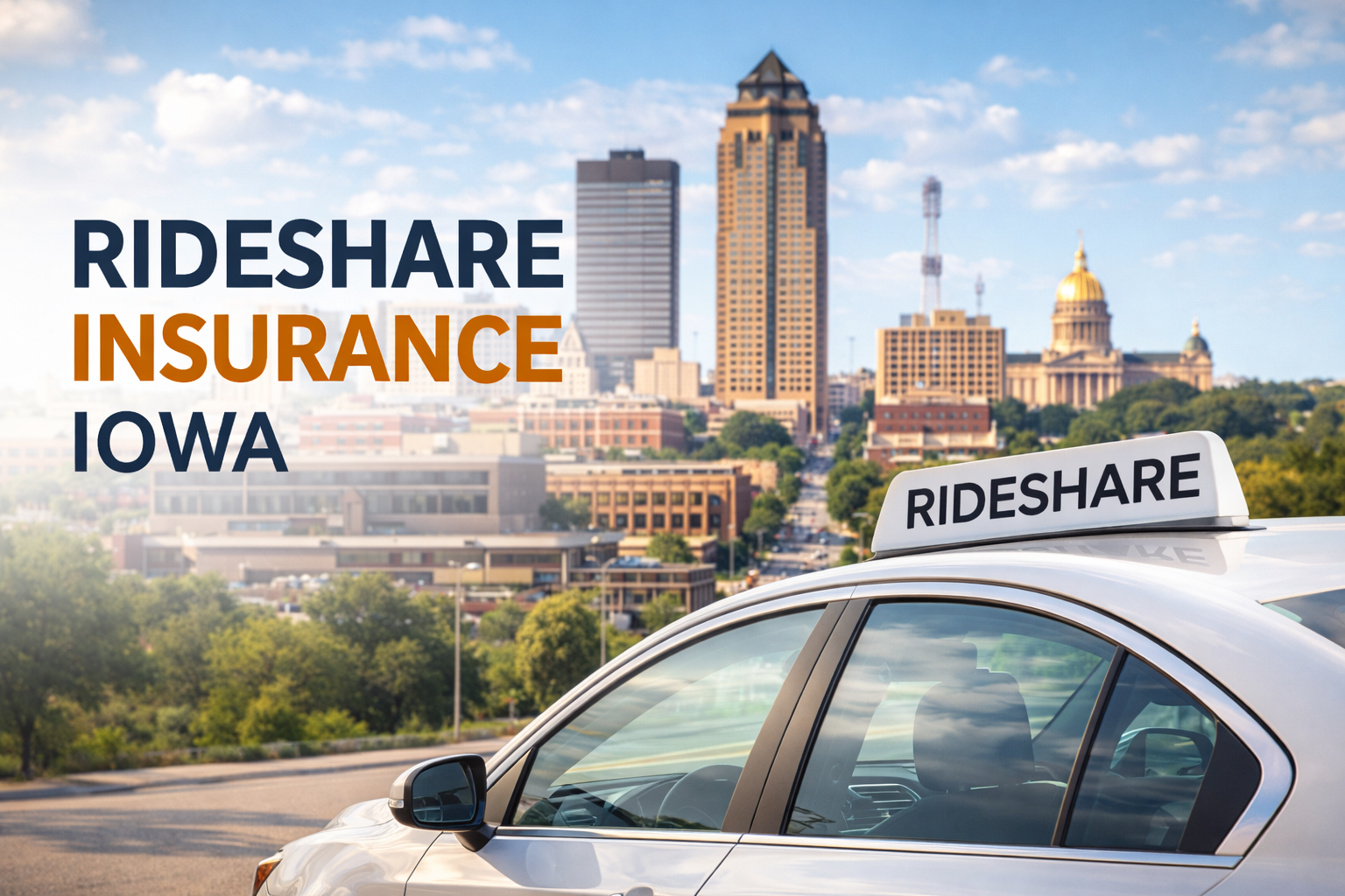 Iowa rideshare insurance guide for 2026 showing Uber and Lyft coverage by app period and how drivers avoid insurance gaps
