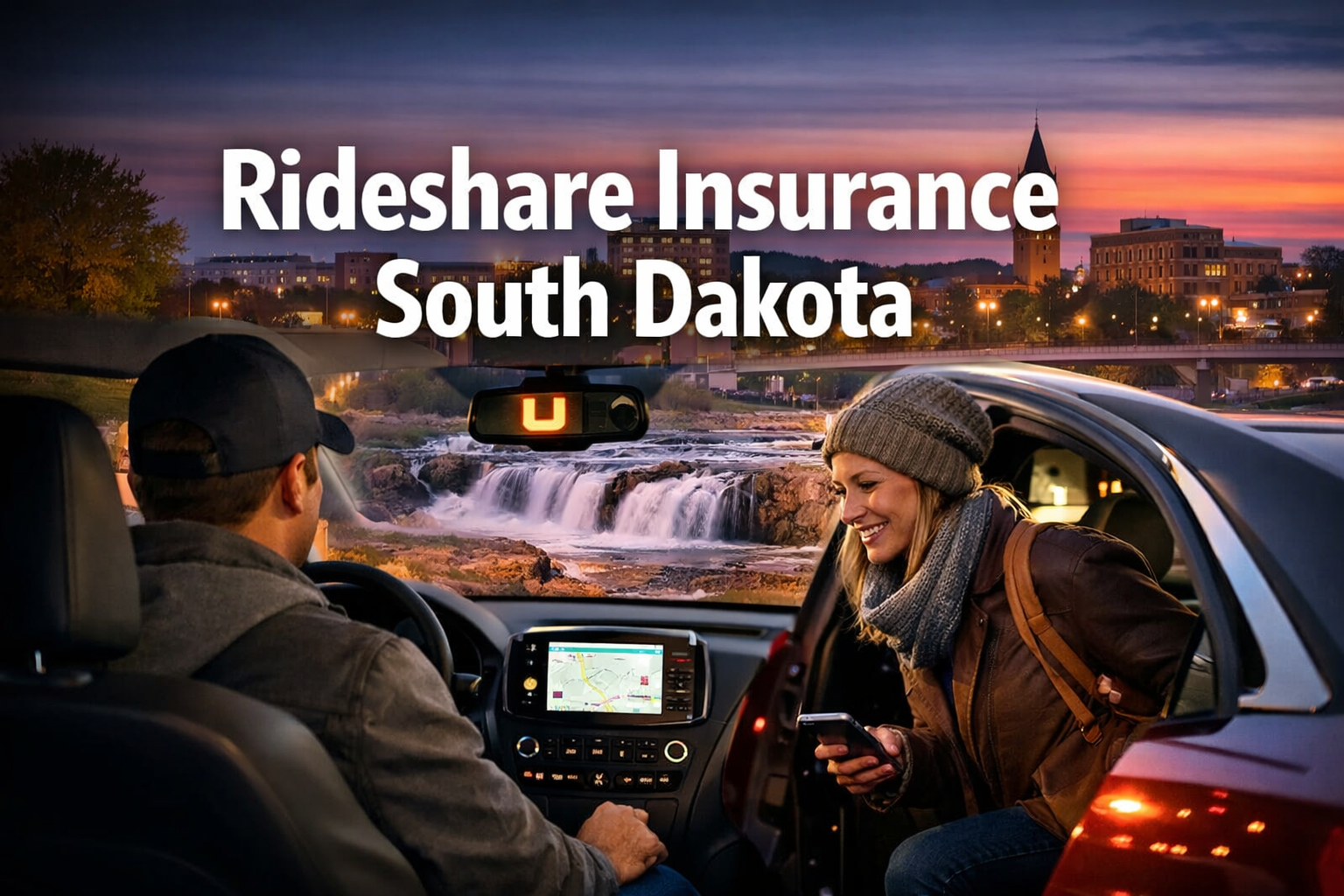 South Dakota rideshare insurance guide for 2026 showing Uber and Lyft coverage by app period and South Dakota TNC insurance requirements