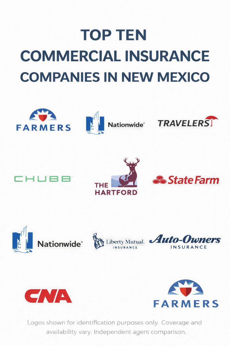 New Mexico businesses and work vehicles representing commercial insurance options and coverage comparisons