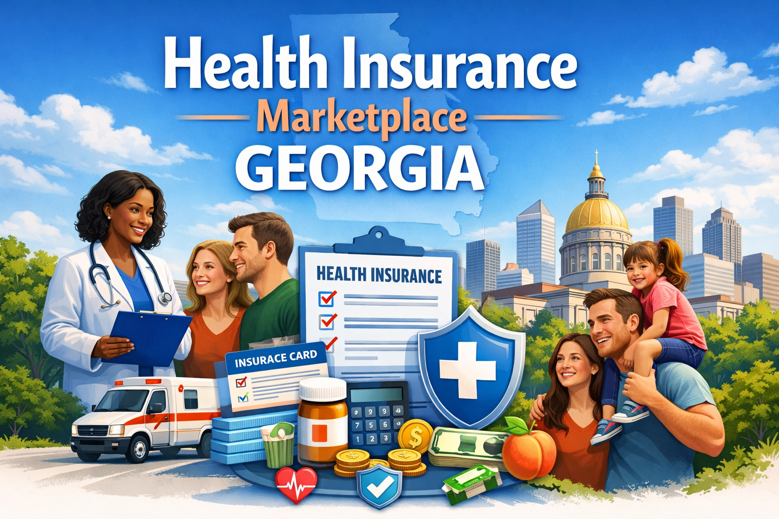 Georgia health insurance Marketplace guide for 2026 showing plan comparison, savings estimate, and enrollment checklist
