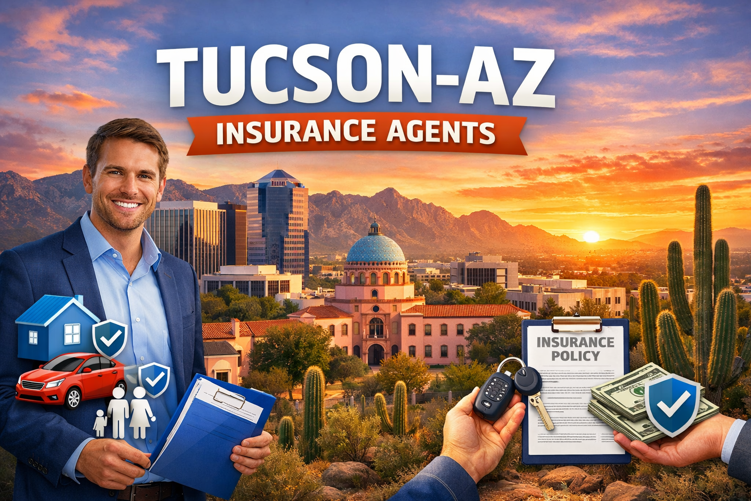 Independent insurance agents in Tucson, Arizona helping clients compare coverage options