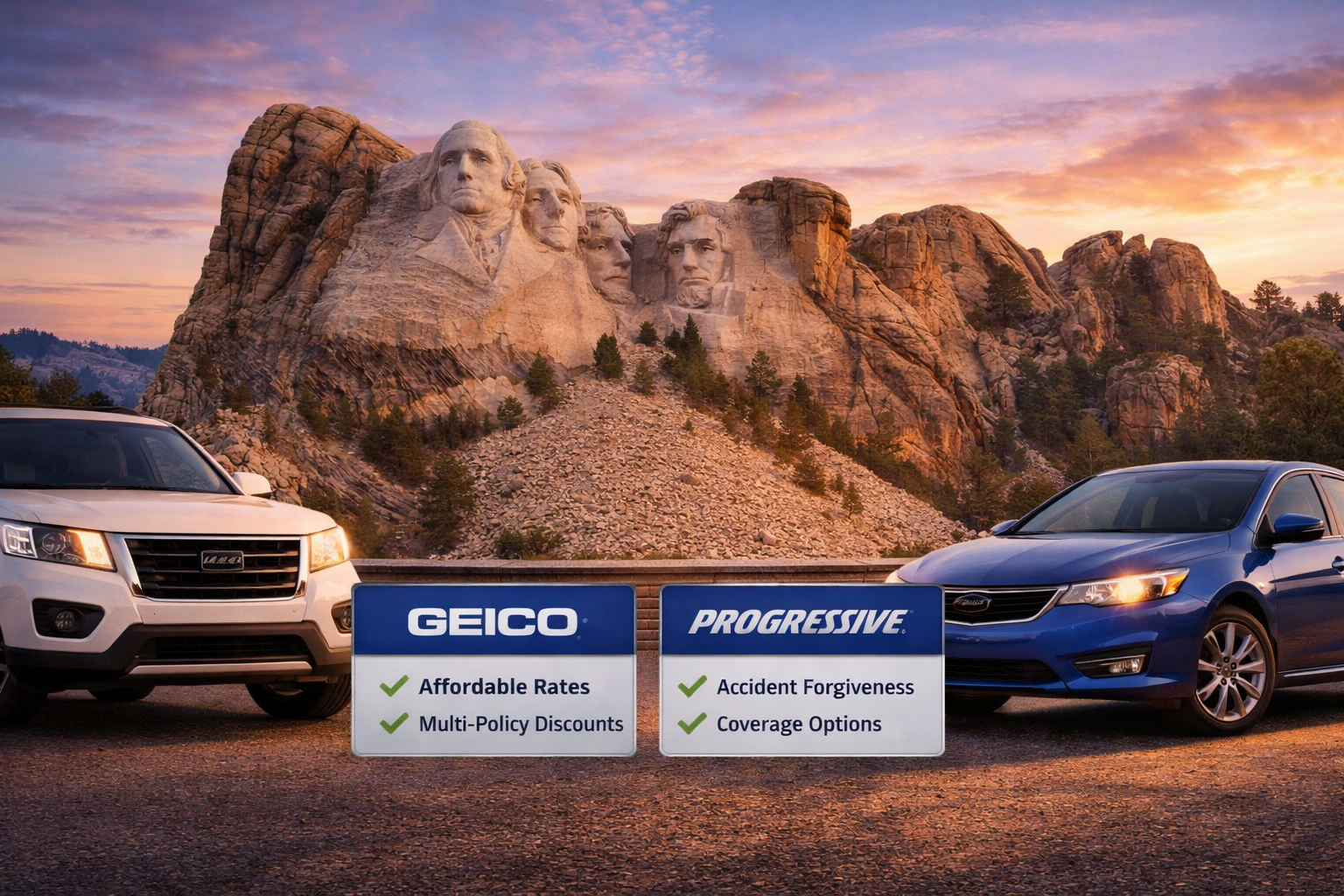 GEICO vs Progressive South Dakota auto insurance comparison for 2026 drivers