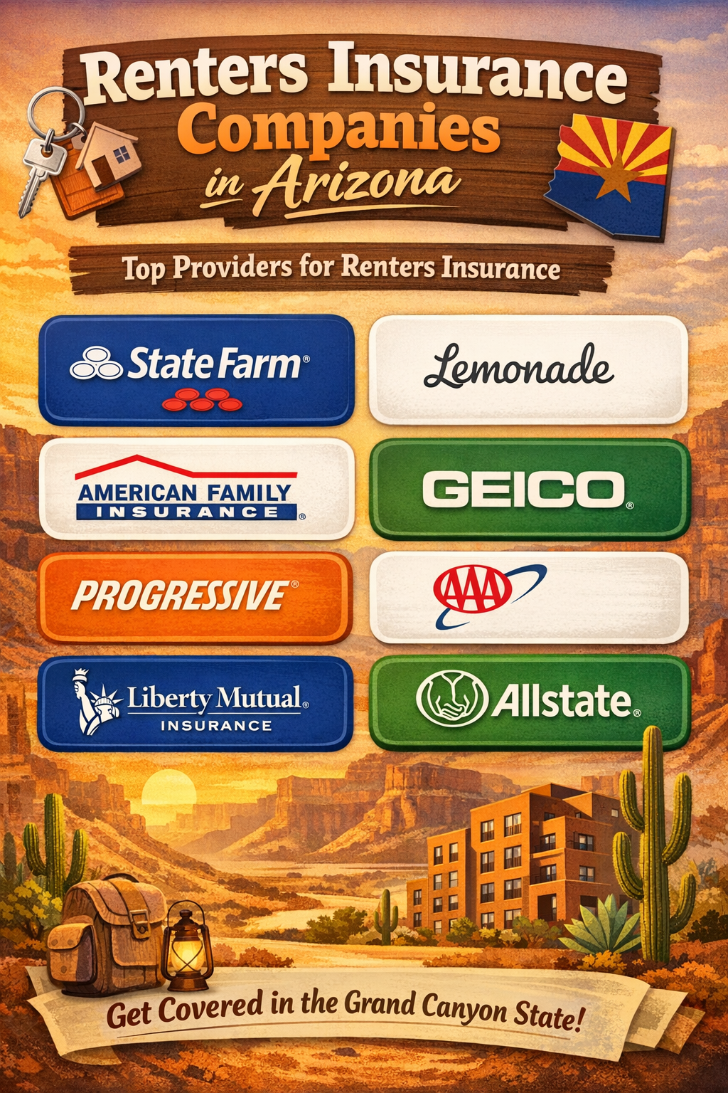 Renters insurance companies in Arizona for 2026 with side-by-side comparison of coverage, liability, deductibles, and optional protections