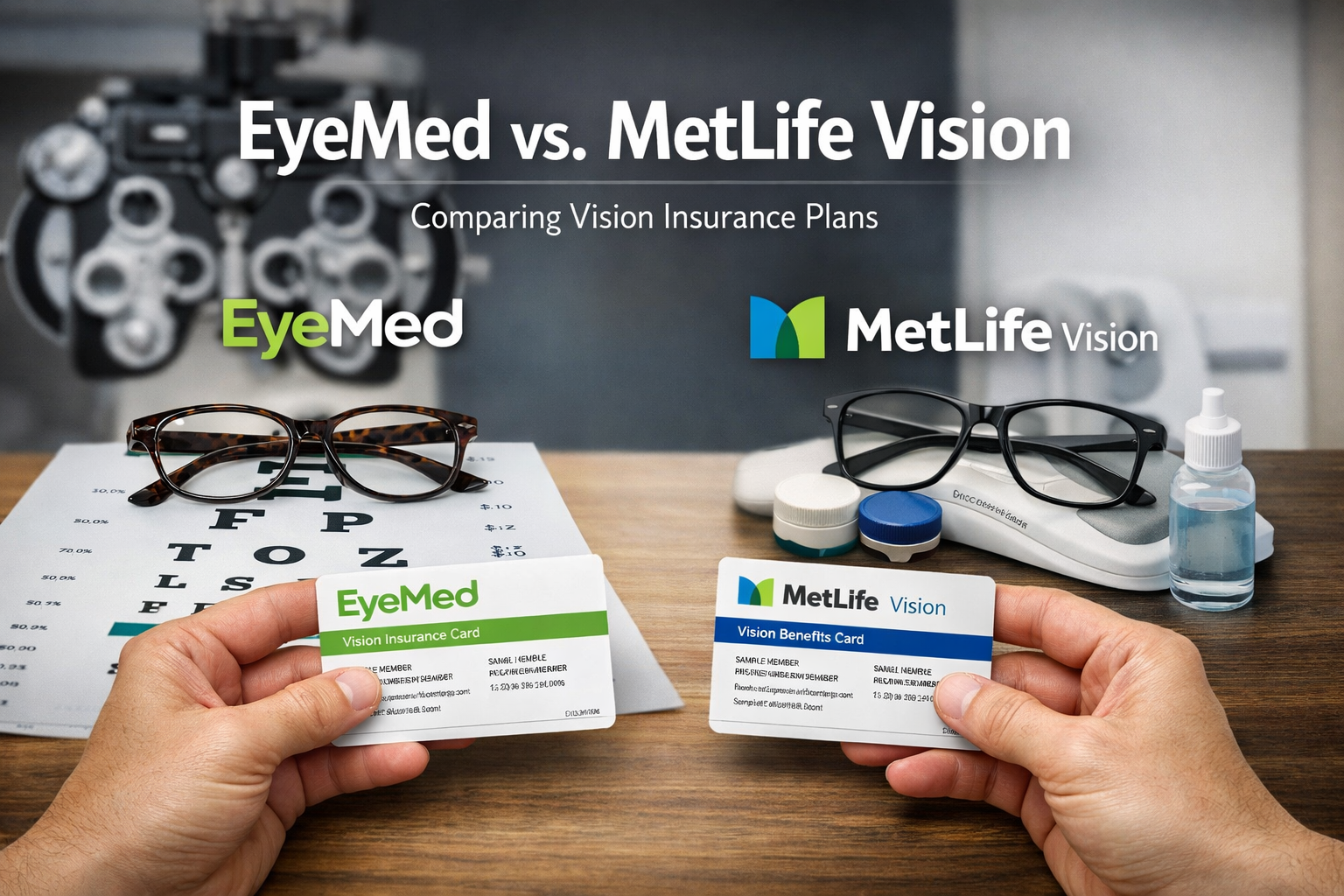 EyeMed vs MetLife Vision comparison for 2026 showing exams, glasses, contacts, and provider access
