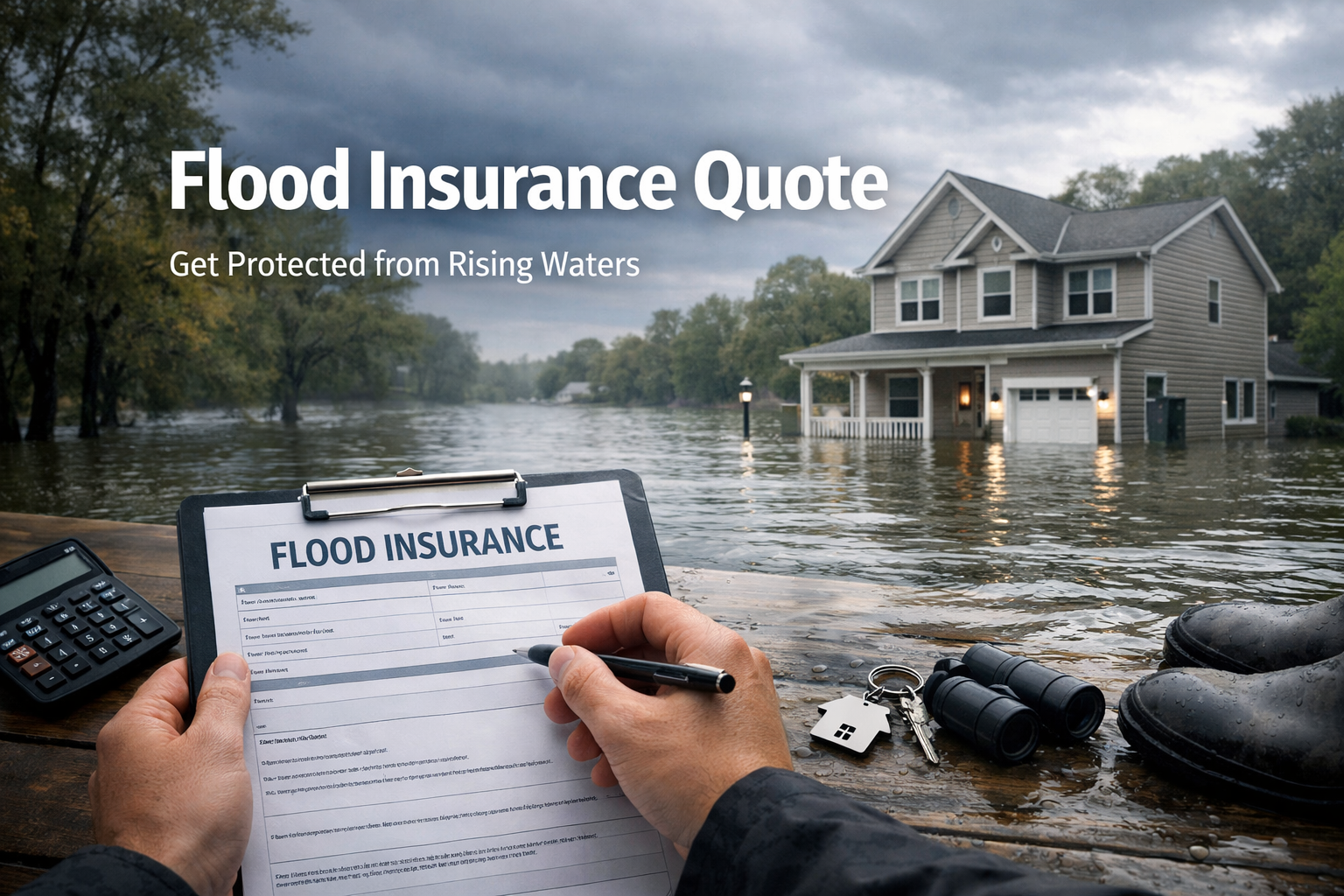 Flood insurance quote guide for 2026 showing private flood coverage comparison, deductibles, waiting periods, and home protection planning