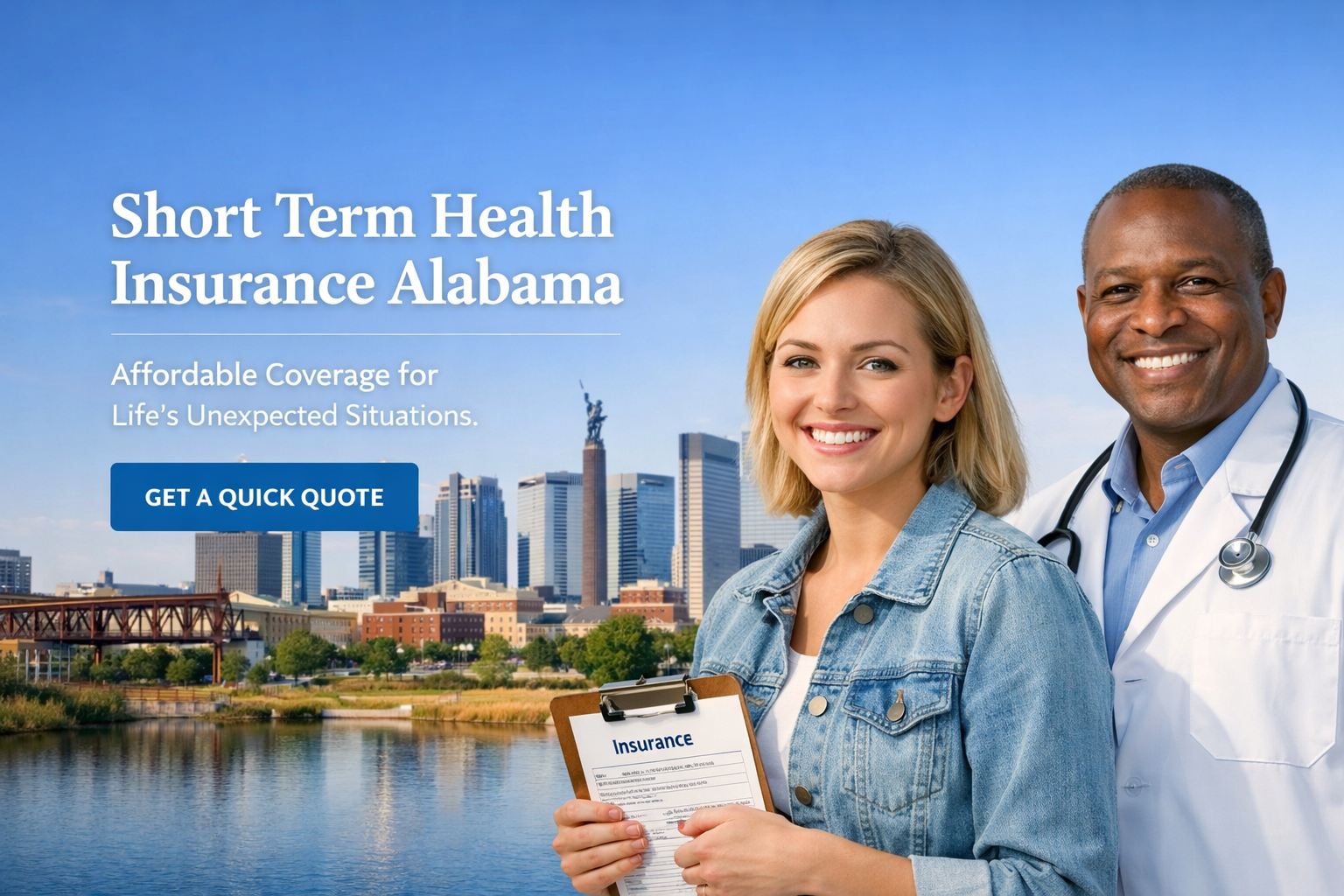 Alabama short-term health insurance guide illustrating temporary medical coverage, plan comparisons and gap planning