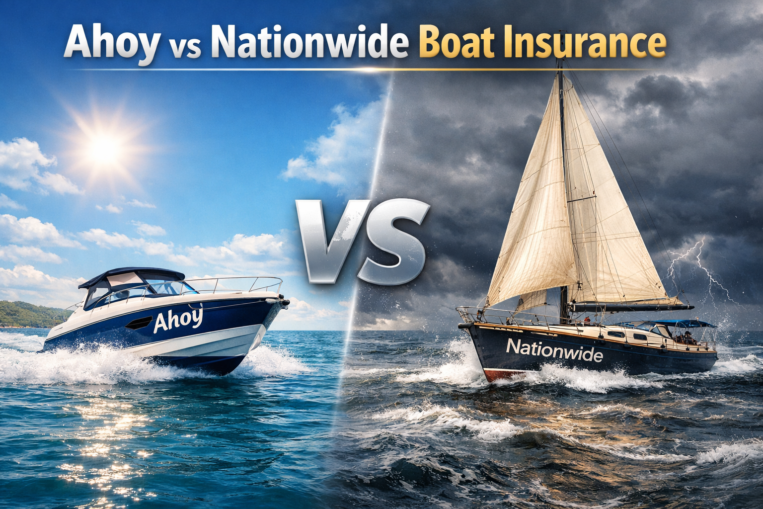 Ahoy vs Nationwide boat insurance comparison for 2026 showing coverage, towing, app features, and quote options