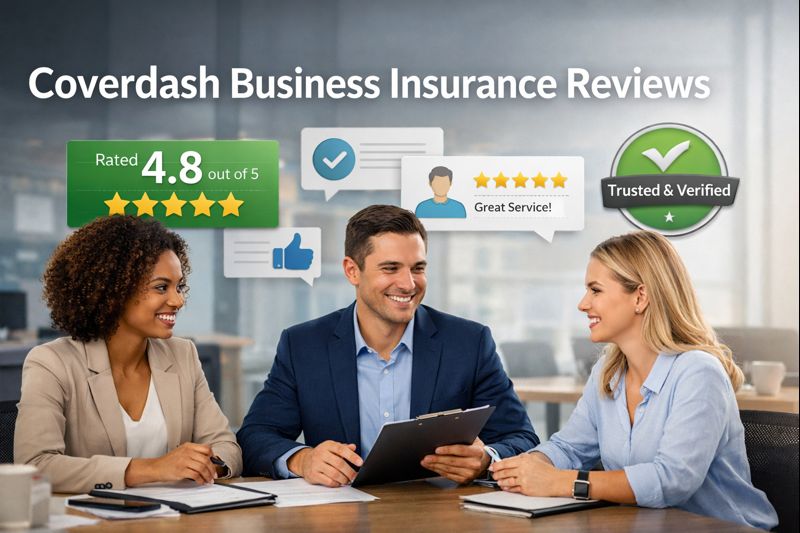 Coverdash business insurance reviews for 2026 showing online quote speed, COI dashboard tools, coverage options, and small-business fit