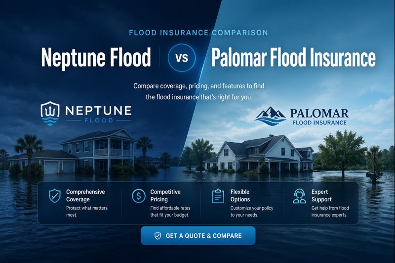 Neptune Flood vs Palomar Flood Insurance comparison for homeowners reviewing private flood coverage in 2026