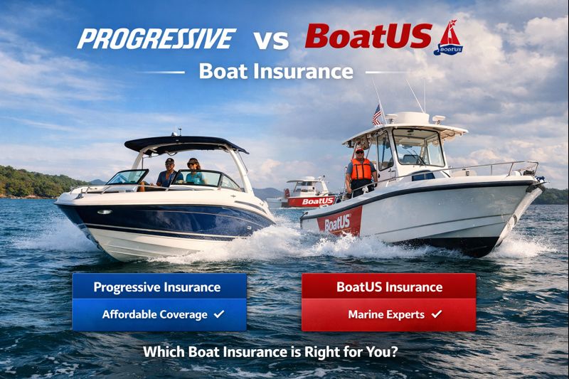 Progressive vs BoatUS boat insurance comparison for 2026 showing towing, agreed value, mechanical breakdown, and quote guidance