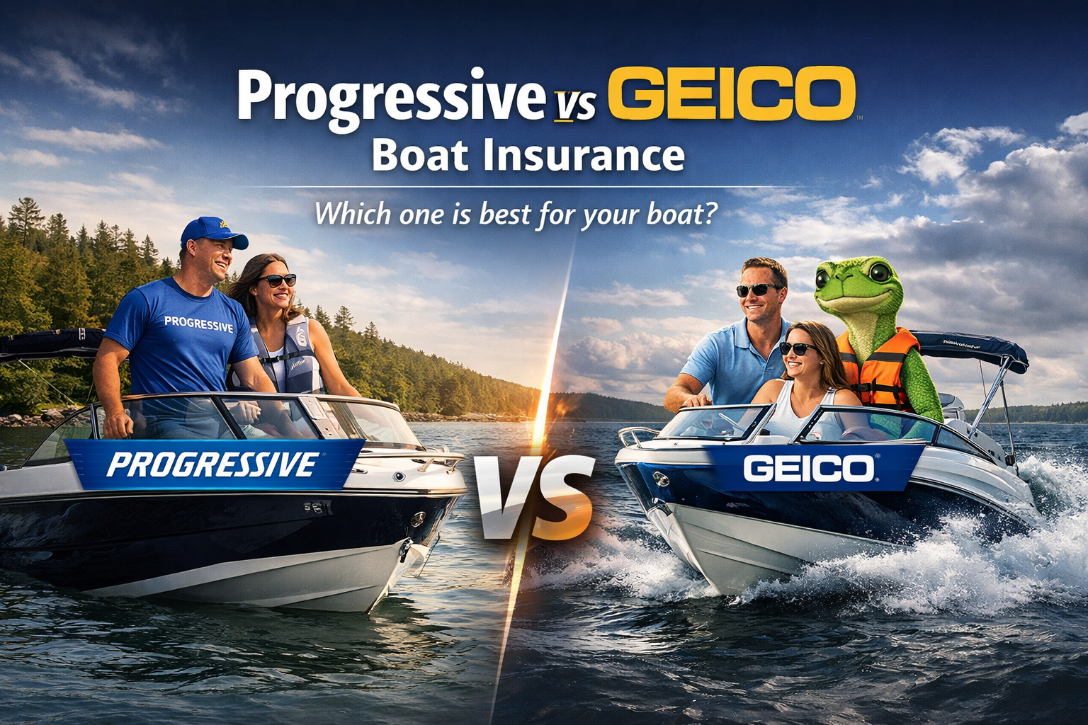 Progressive vs GEICO boat insurance comparison for 2026 with towing, claims, agreed value, and quote guidance