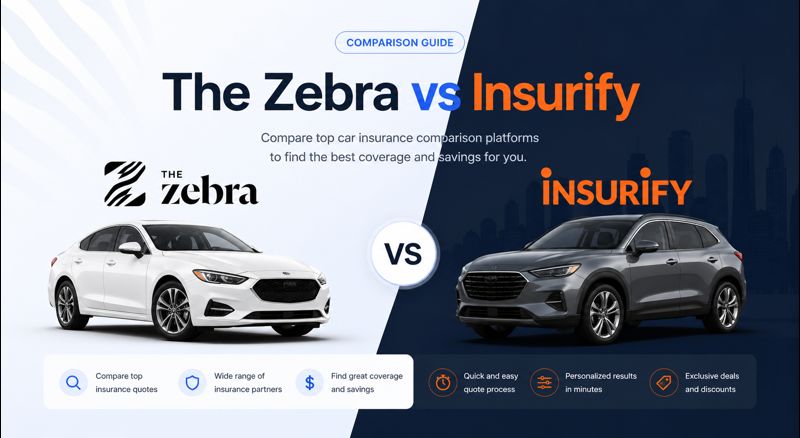 The Zebra vs Insurify auto insurance comparison for 2026 with online quote platform and independent agency guidance