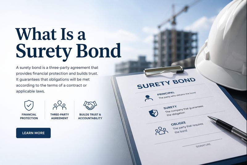 What is a surety bond in 2026 with common bond types, principal obligee surety roles, and online bond quote comparison