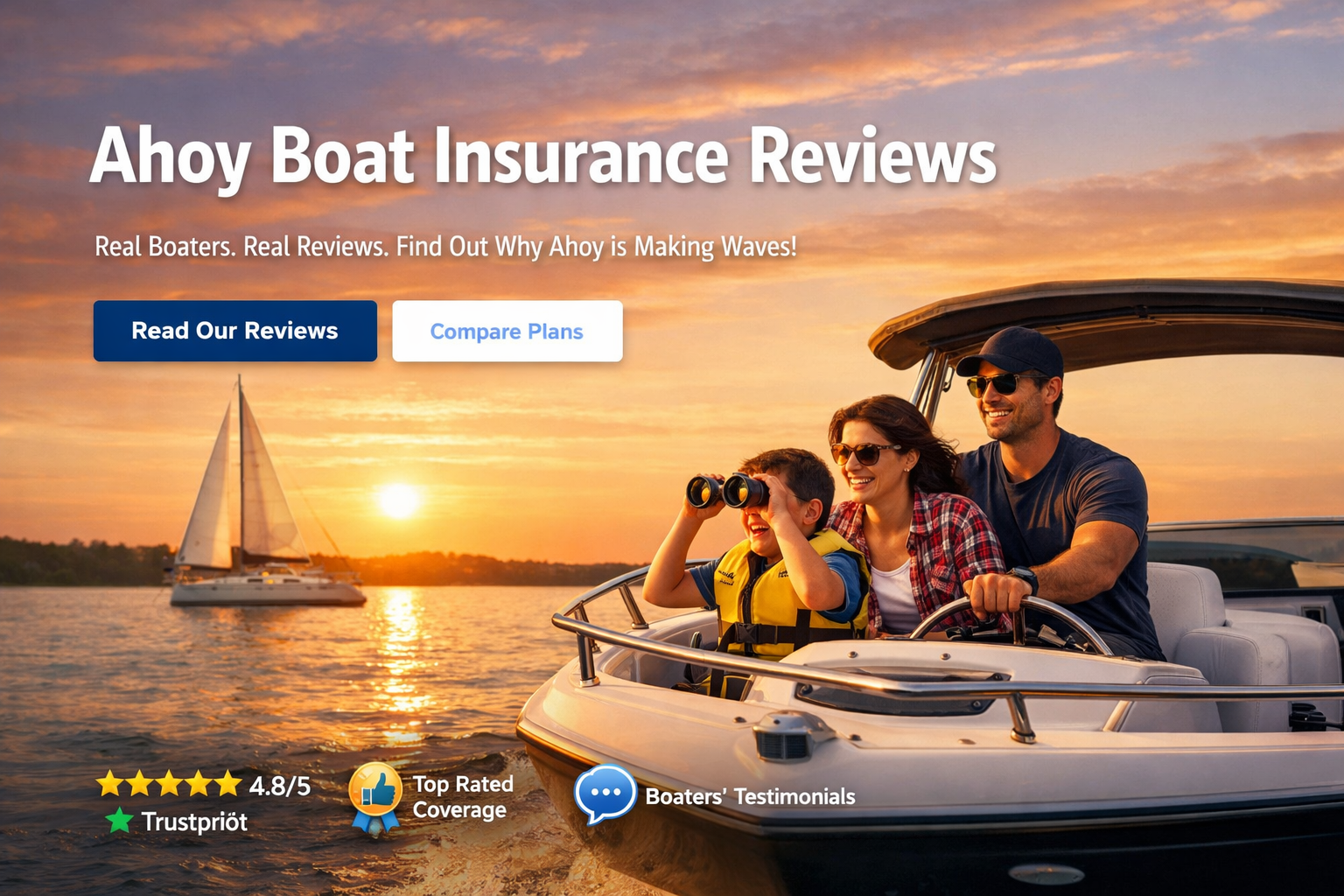 Ahoy boat insurance review for 2026 showing digital quoting, marine coverage options, and app-based boating features