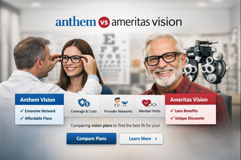 Anthem vs Ameritas vision insurance comparison for 2026 with exams, frames, contact lens value, and network flexibility