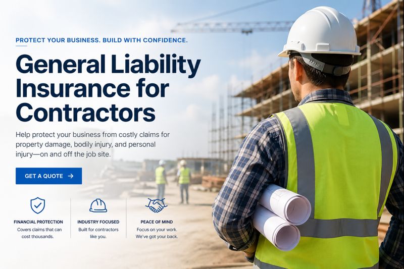 General liability insurance for contractors with online quotes, COIs, additional insured wording, job-site coverage, and contractor risk protection
