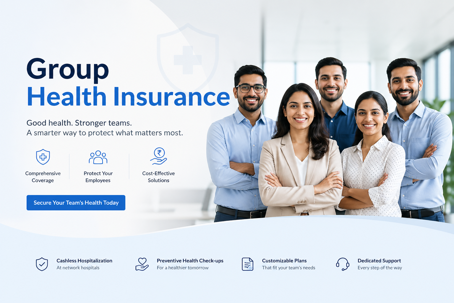 Small business team reviewing group health insurance options for 2026 with an independent insurance agency
