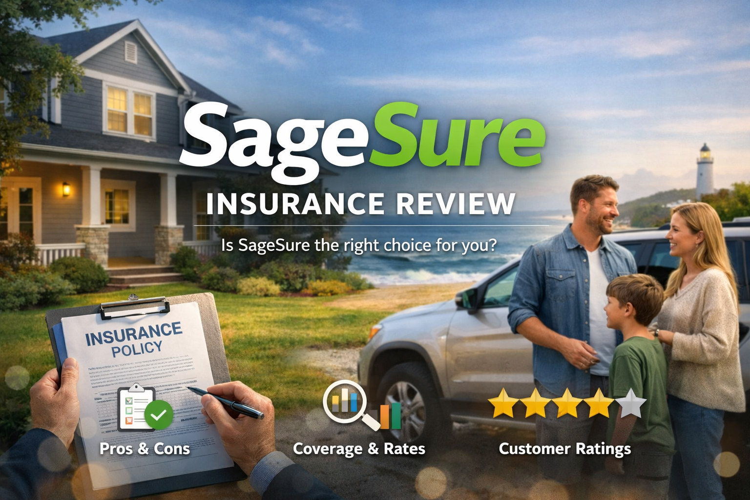 SageSure Insurance review for 2026 showing coastal homeowners focus, claims access, policy service details, and who this insurer fits best