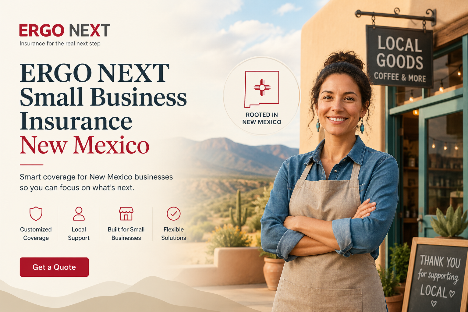 ERGO NEXT small business insurance New Mexico quote options for contractors, shops, consultants, service businesses, and online certificates of insurance