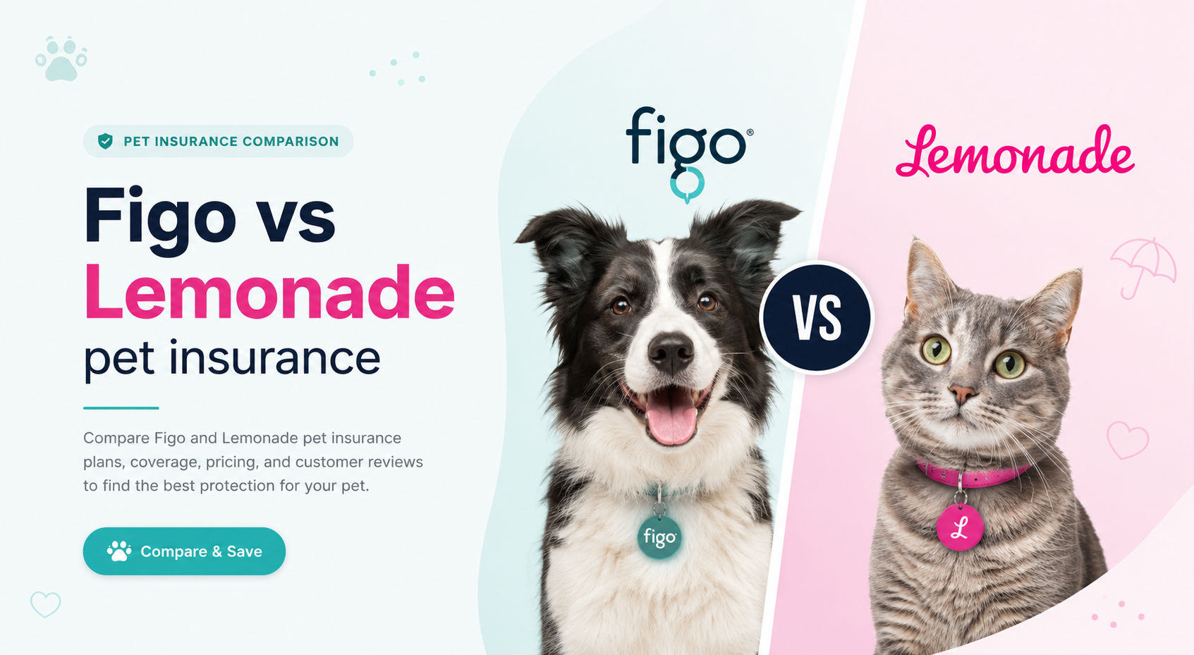 Figo vs Lemonade pet insurance comparison for coverage, waiting periods, wellness options, exam fees, claims, deductibles, reimbursement, and pet insurance quotes