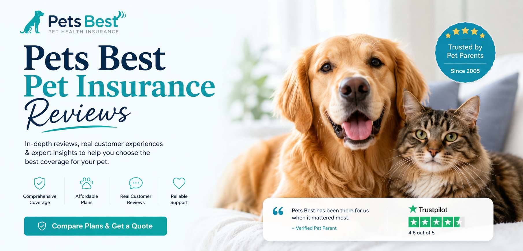 Pets Best Pet Insurance reviews for 2026 with dog and cat coverage, accident and illness benefits, wellness options, claims, exclusions, and waiting-period details