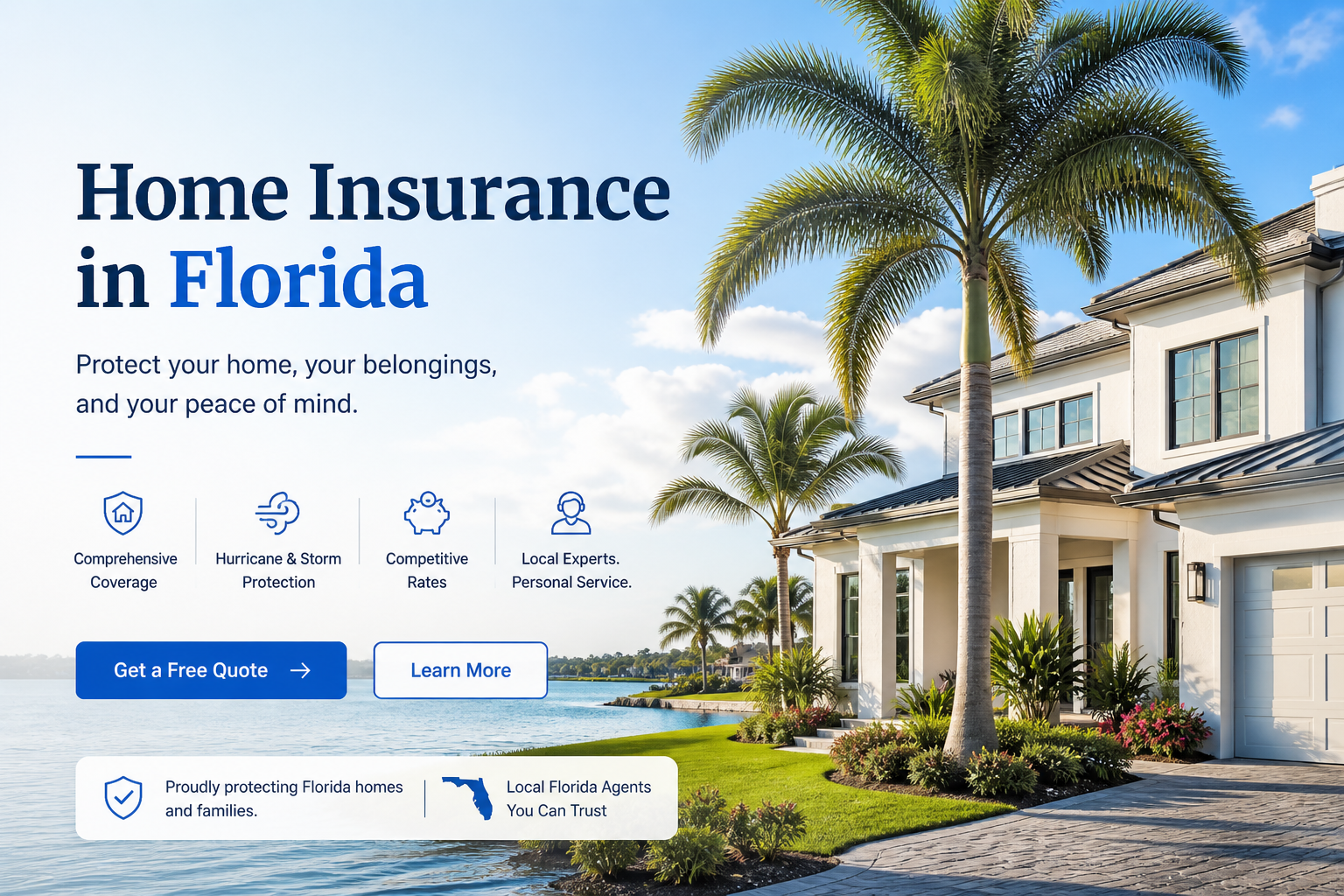 Home insurance in Florida for 2026 comparing hurricane deductibles, wind coverage, roof age, flood gaps, Citizens, and private carriers