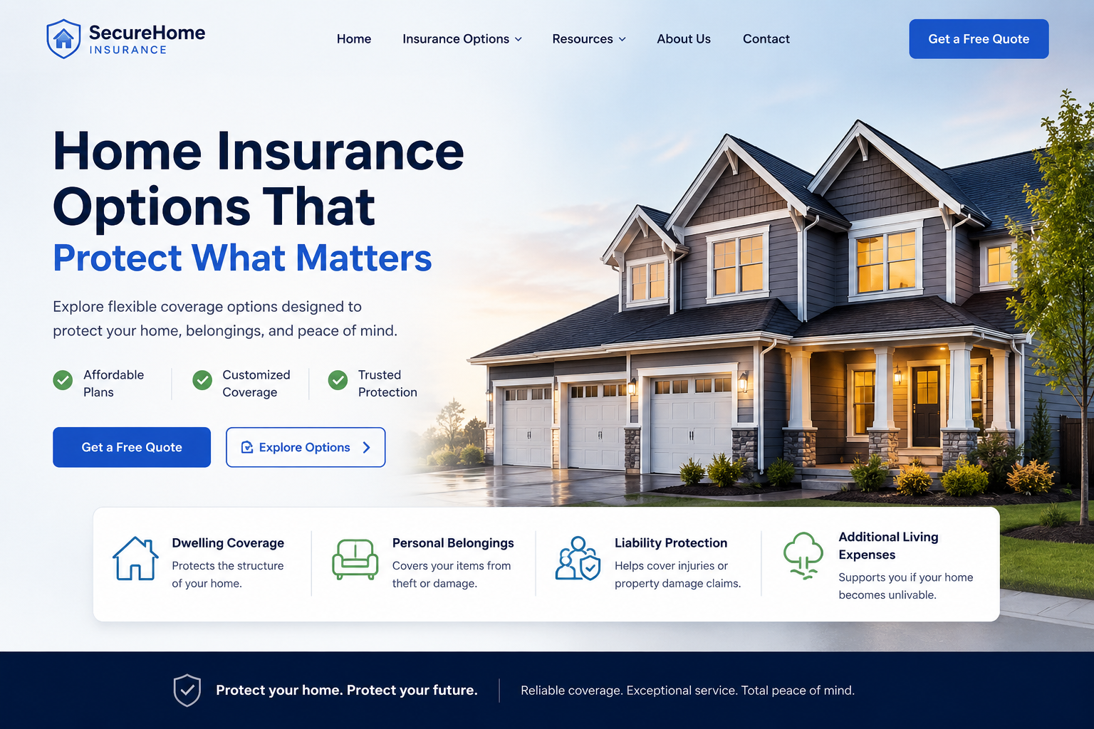 Home insurance options for 2026 with dwelling coverage, personal property, liability, deductibles, endorsements, and online quote choices