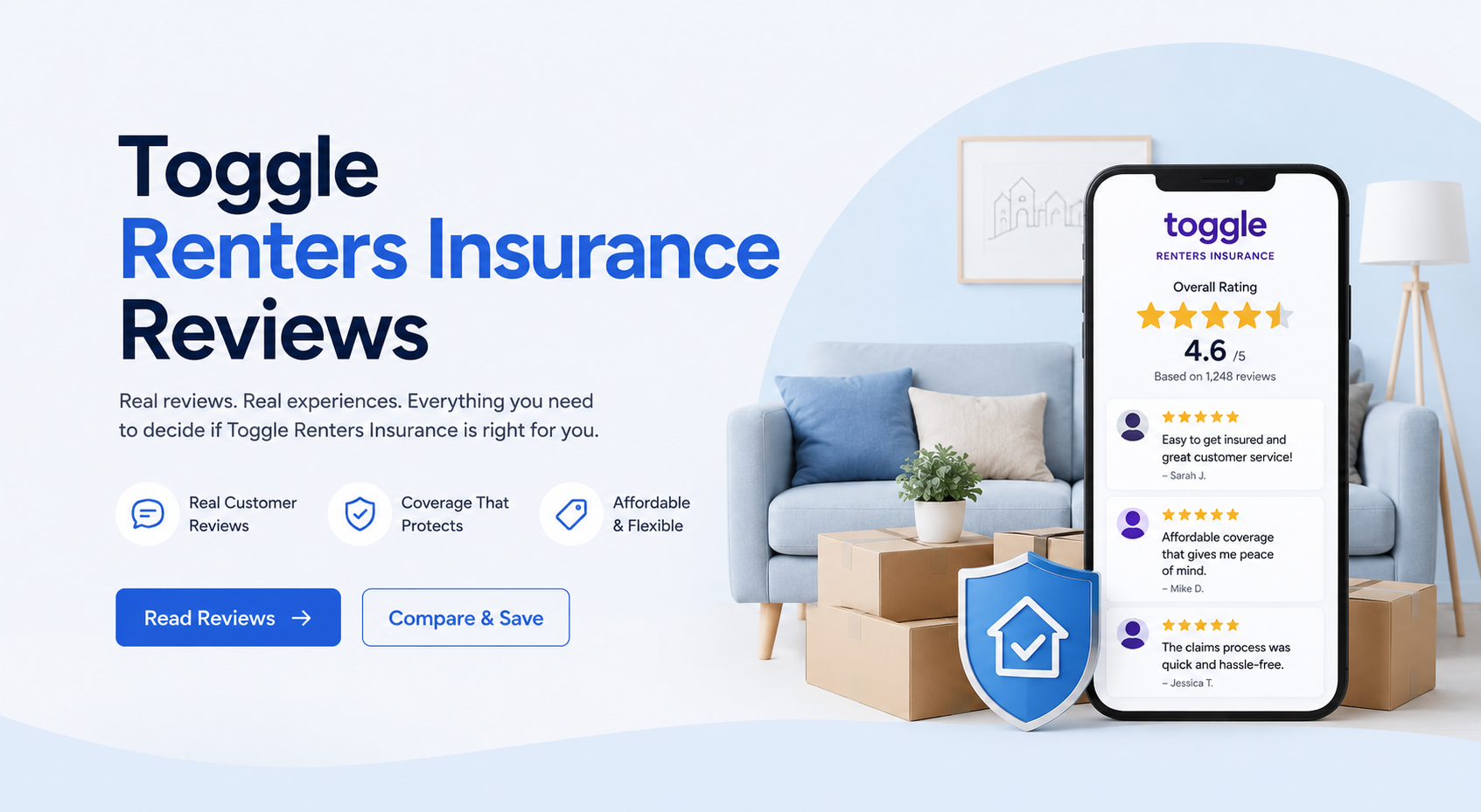 Toggle renters insurance reviews for 2026 with coverage, customer feedback, digital tools, complaints, availability, and renters insurance alternatives