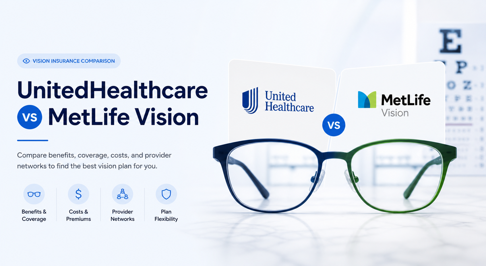 UnitedHealthcare vs MetLife vision insurance comparison for 2026 with eyewear, contacts, exam, and network value guidance