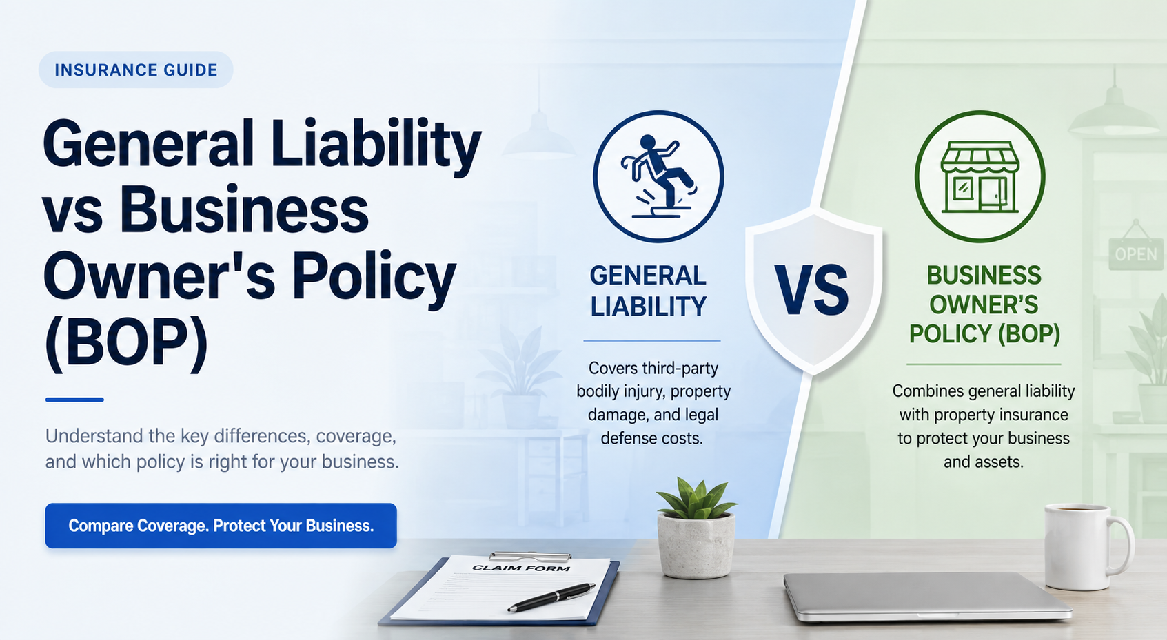 General liability insurance versus business owners policy comparison for small business owners