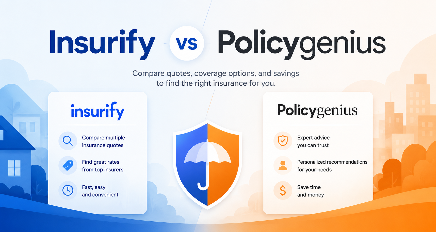 Insurify vs Policygenius comparison for auto, home, life, and online insurance shopping