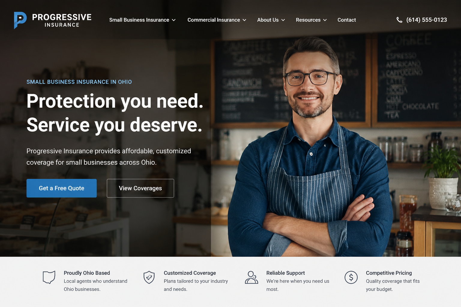 Progressive small business insurance Ohio comparison for general liability, business owner policy, commercial auto, workers compensation rules, certificates, and online quotes
