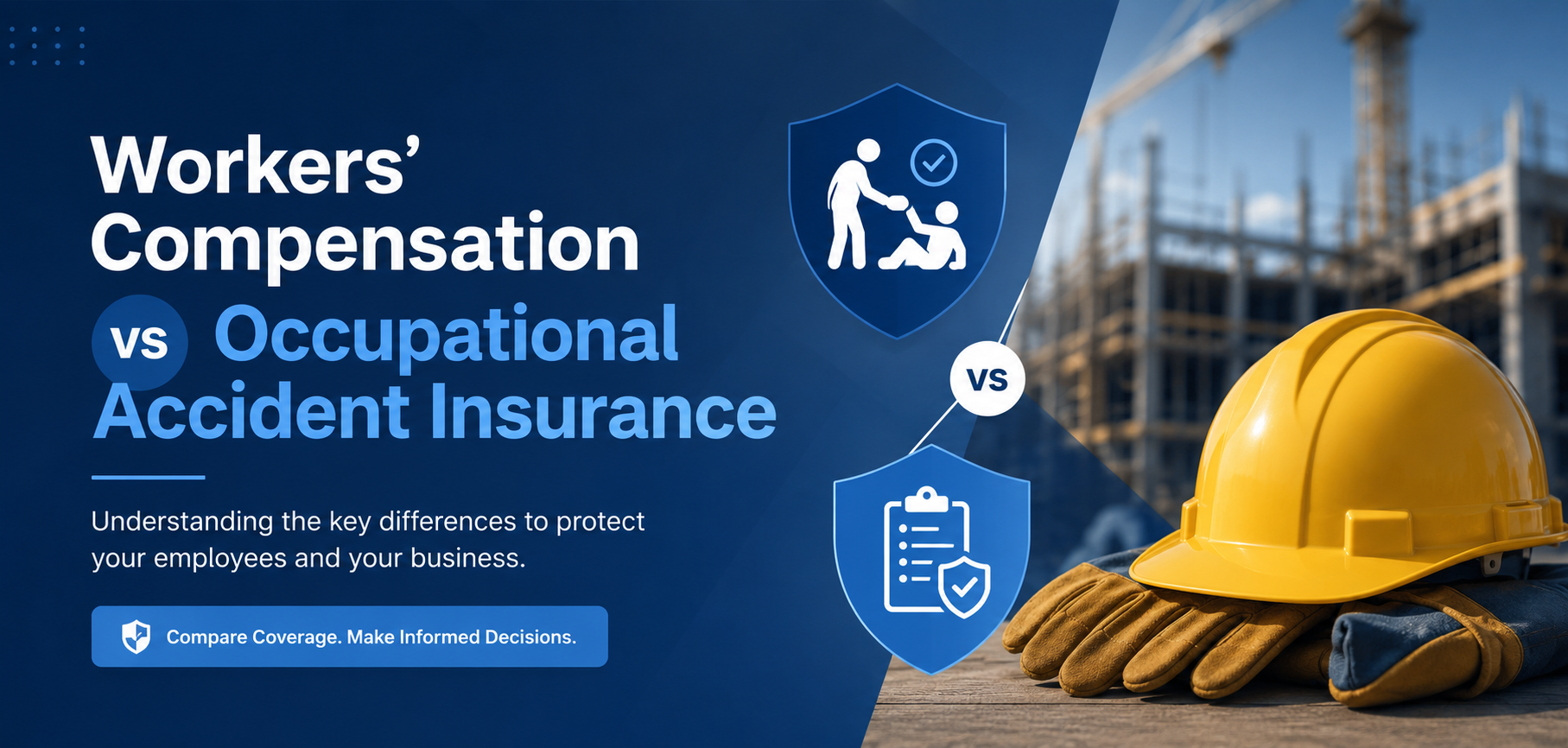 Workers compensation vs occupational accident insurance comparison for employees, independent contractors, trucking, delivery, and small business coverage planning